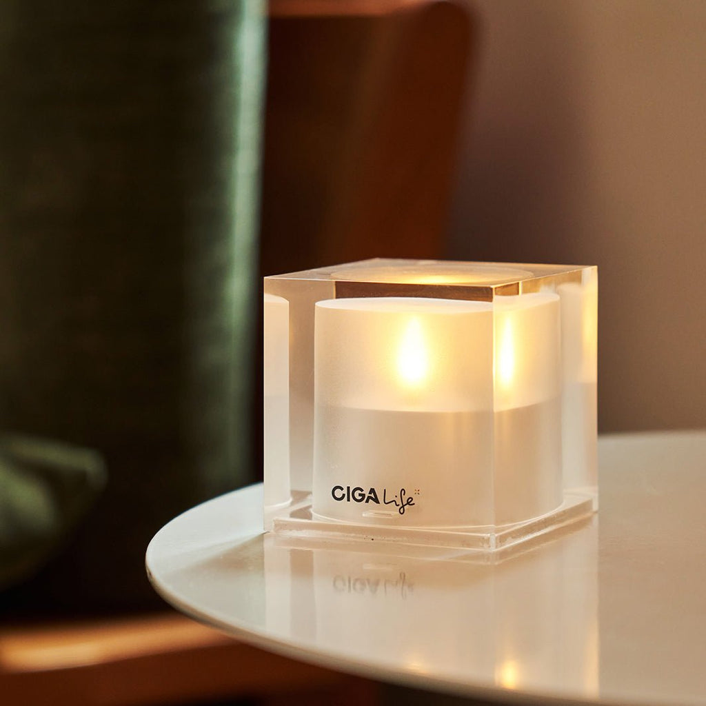 Solar Ritual Candle Lamp – Crystal Cube LED Candle - HEJI Rituals | Luxury Healing Space