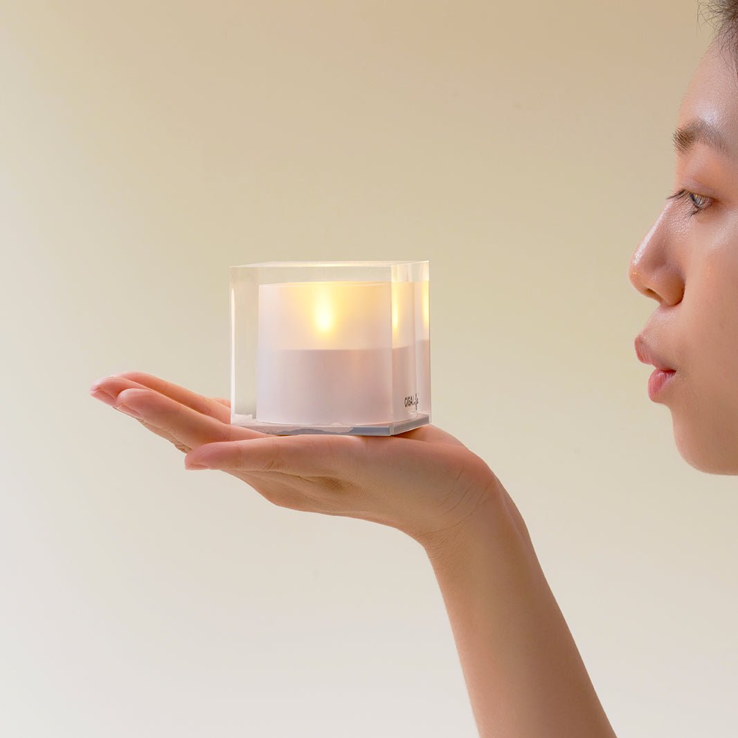Solar Ritual Candle Lamp – Crystal Cube LED Candle - HEJI Rituals | Luxury Healing Space