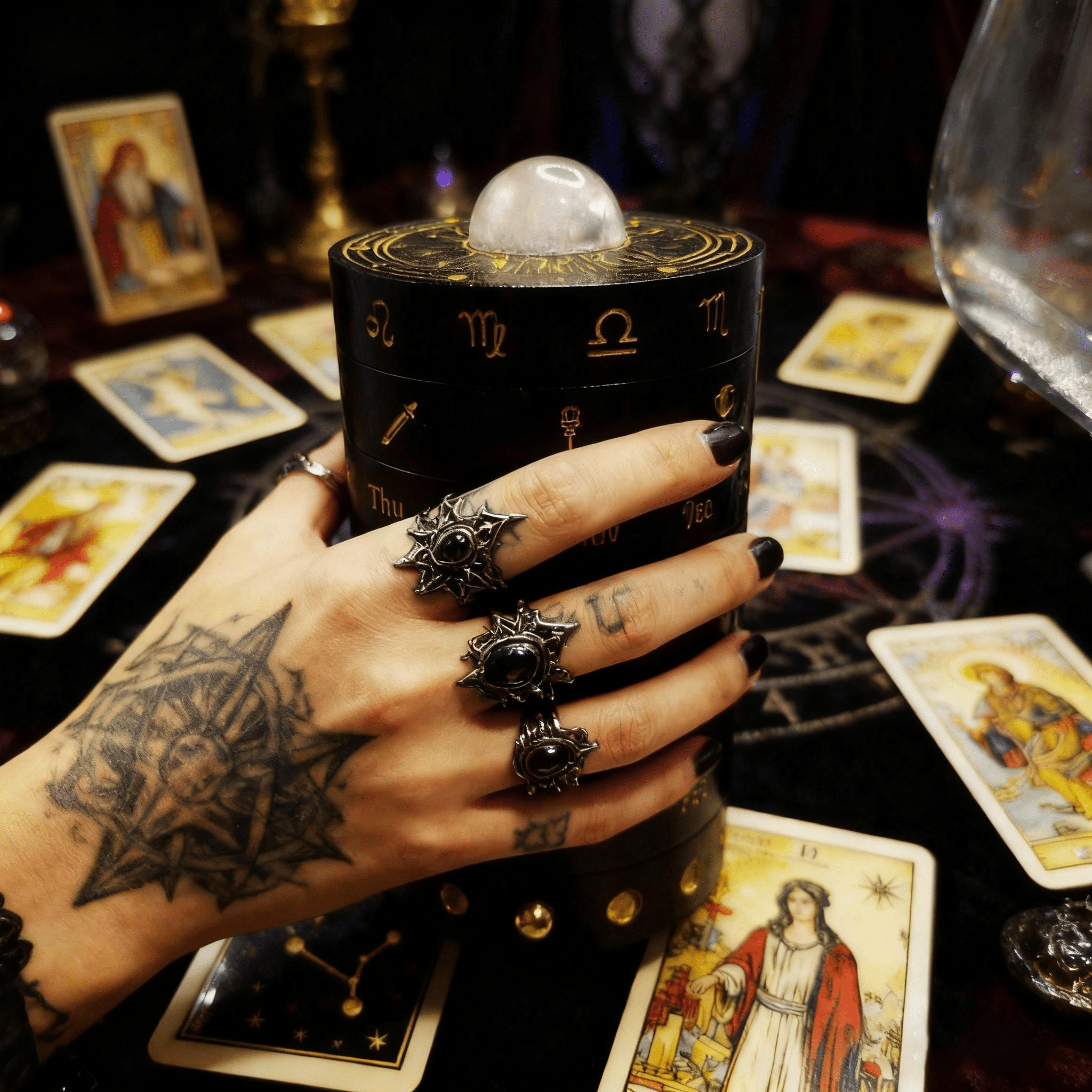 Tarot Fortune Calendar · Seven - Layer Oak Timepiece - HEJI Rituals | Luxury Healing Space